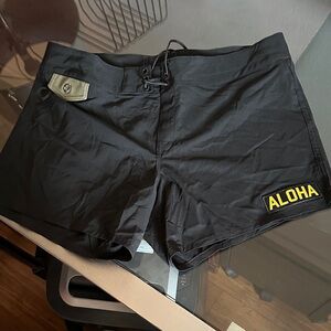 Burdwells Black Aloha Board Shorts